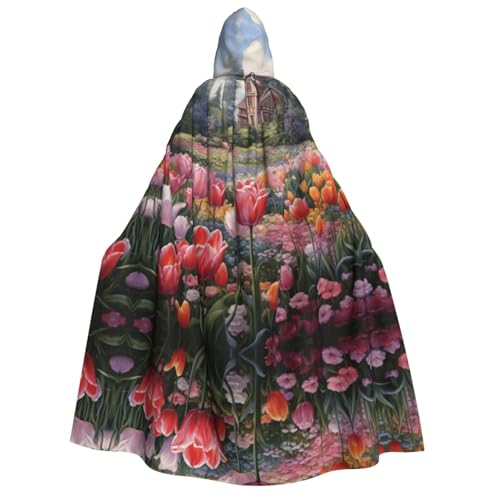 MGGAklp Kapuzenumhang mit Tulpenmotiv für Erwachsene, mit Halloween-Umhang, Kostüm, Partyzubehör MGGAklp Kapuzenumhang mit Tulpenmotiv für Erwachsene, mit Halloween-Umhang, Kostüm, Partyzubehör von MGGAklp