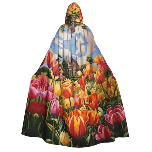 MGGAklp Kapuzenumhang mit Tulpenmotiv für Erwachsene, mit Halloween-Umhang, Kostüm, Partyzubehör MGGAklp Kapuzenumhang mit Tulpenmotiv für Erwachsene, mit Halloween-Umhang, Kostüm, Partyzubehör von MGGAklp