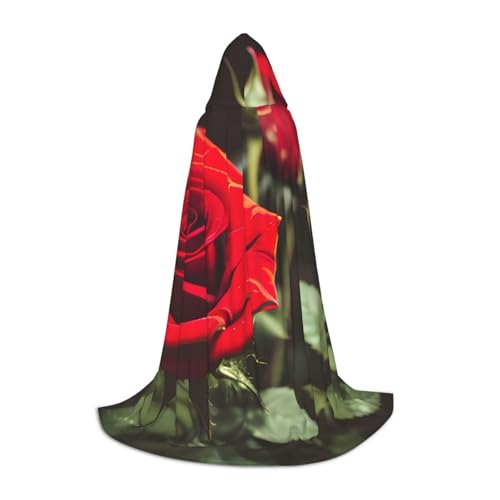 MGGAklp Kapuzenumhang mit Weinrot und Rote Rose, für Teenager, Halloween, Cosplay und Motto-Partys von MGGAklp