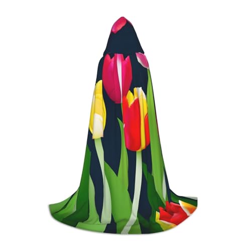 MGGAklp Kapuzenumhang mit buntem Tulpenmuster für Jugendliche für Halloween, Cosplay und Mottopartys MGGAklp Kapuzenumhang mit buntem Tulpenmuster für Jugendliche für Halloween, Cosplay und Mottopartys von MGGAklp