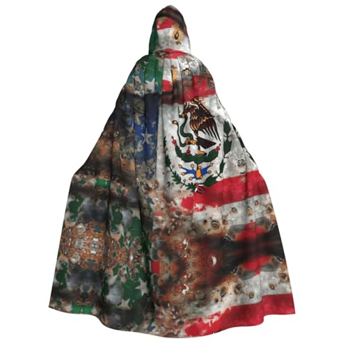 MGGAklp Kapuzenumhang mit mexikanischer amerikanischer Flagge, mit Halloween-Umhang, Kostüm, Partyzubehör MGGAklp Kapuzenumhang mit mexikanischer amerikanischer Flagge, mit Halloween-Umhang, Kostüm, Partyzubehör von MGGAklp
