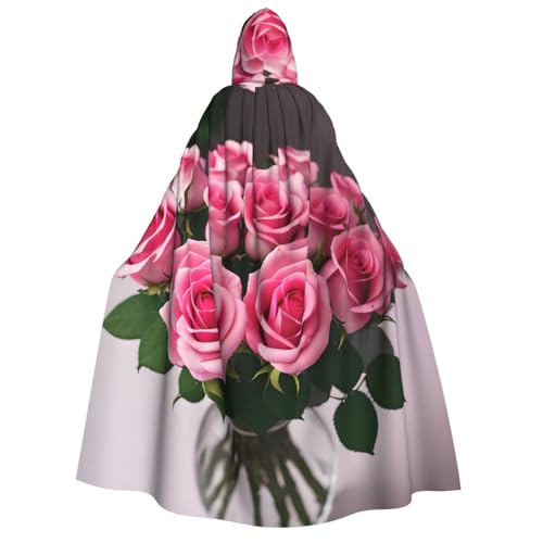 MGGAklp Kapuzenumhang mit rosa Rosen für Erwachsene, mit Halloween-Umhang, Kostüm, Partyzubehör MGGAklp Kapuzenumhang mit rosa Rosen für Erwachsene, mit Halloween-Umhang, Kostüm, Partyzubehör von MGGAklp