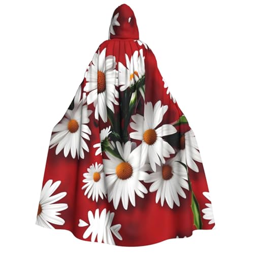 MGGAklp Kapuzenumhang mit roter Blume und weißem Gänseblümchen-Druck, für Erwachsene, Halloween-Umhang, Kostüm, Partyzubehör MGGAklp Kapuzenumhang mit roter Blume und weißem Gänseblümchen-Druck, für Erwachsene, Halloween-Umhang, Kostüm, Partyzubehör von MGGAklp