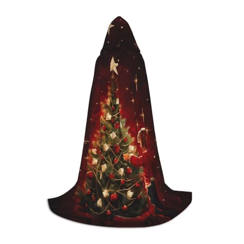 MGGAklp Leuchtender Weihnachtsbaum-Druck Kapuzenumhang für Teenager für Halloween, Cosplay und Mottopartys von MGGAklp
