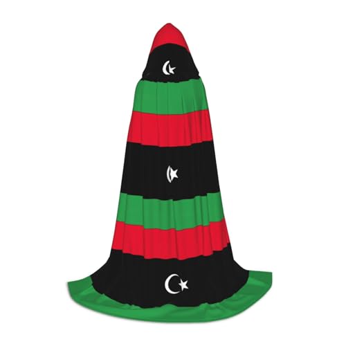 MGGAklp Libysche Flagge Druck Kapuzenumhang für Teenager für Halloween, Cosplay und Mottopartys von MGGAklp