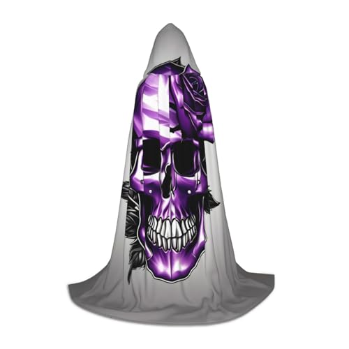 MGGAklp Lila Rose und Totenkopf Druck Kapuzenumhang für Teenager für Halloween, Cosplay und Mottopartys von MGGAklp