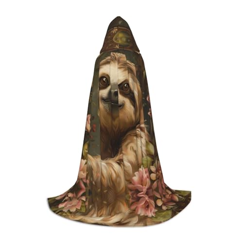 MGGAklp Niedlicher Faultier-Druck, Kapuzenumhang für Teenager, Halloween, Cosplay und Motto-Partys von MGGAklp