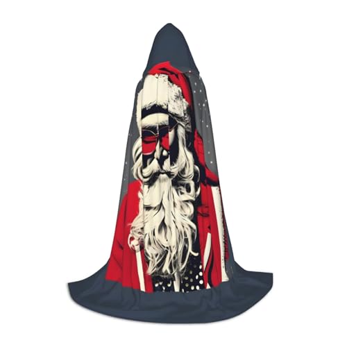 MGGAklp Niedlicher Weihnachtsmann-Druck Kapuzenumhang für Teenager für Halloween, Cosplay und Mottopartys von MGGAklp
