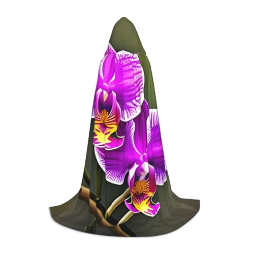 MGGAklp Orchideen-Blumendruck, Kapuzenumhang für Teenager, Halloween, Cosplay und Mottopartys von MGGAklp