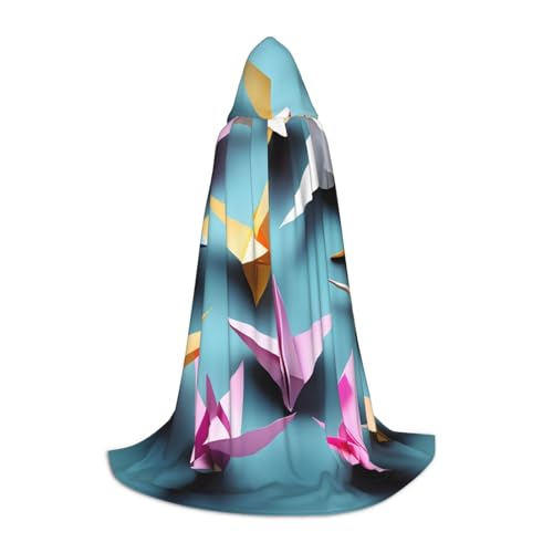 MGGAklp Origami-Papierkranich-Druck Kapuzenumhang für Jugendliche für Halloween, Cosplay und Mottopartys von MGGAklp