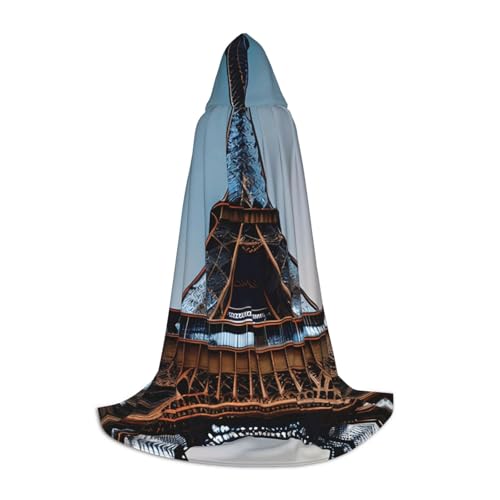 MGGAklp Paris Eiffelturm Print Kapuzenumhang für Teenager für Halloween, Cosplay und Mottopartys von MGGAklp