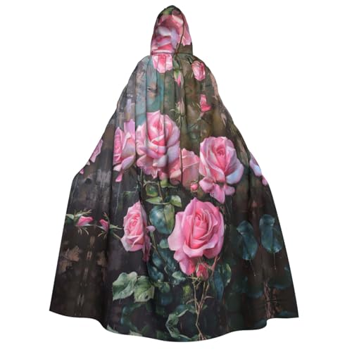 MGGAklp Rosafarbener Umhang mit frischen Rosen für Erwachsene, mit Kapuze, Halloween-Umhang, Kostüm, Partyzubehör MGGAklp Rosafarbener Umhang mit frischen Rosen für Erwachsene, mit Kapuze, Halloween-Umhang, Kostüm, Partyzubehör von MGGAklp