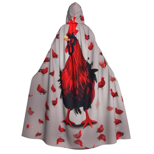 MGGAklp Roter Hühner-Aufdruck, Kapuzenumhang mit Halloween-Umhang, Kostüm, Partyzubehör MGGAklp Roter Hühner-Aufdruck, Kapuzenumhang mit Halloween-Umhang, Kostüm, Partyzubehör von MGGAklp