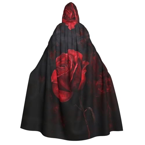 MGGAklp Roter Rosen-Aufdruck, Kapuzenumhang mit Halloween-Umhang, Kostüm, Partyzubehör MGGAklp Roter Rosen-Aufdruck, Kapuzenumhang mit Halloween-Umhang, Kostüm, Partyzubehör von MGGAklp