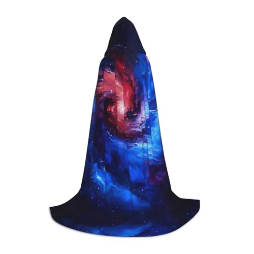 MGGAklp Roter blauer Galaxie-Druck Kapuzenumhang für Teenager für Halloween, Cosplay und Mottopartys von MGGAklp