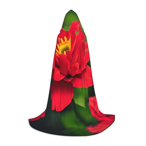 MGGAklp Roter schöner Blumendruck Kapuzenumhang für Teenager für Halloween, Cosplay und Mottopartys von MGGAklp