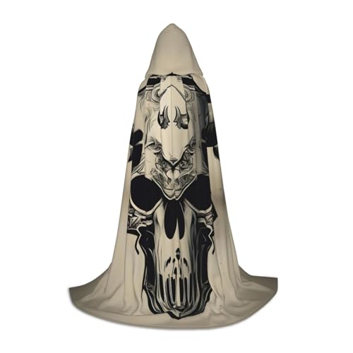 MGGAklp Runner Bull Skull Print Kapuzenumhang für Teenager für Halloween, Cosplay und Mottopartys von MGGAklp