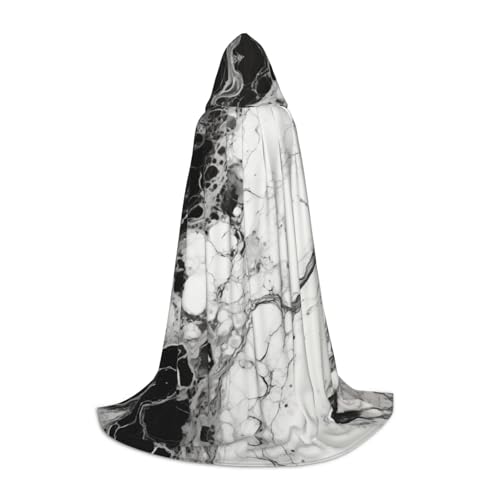 MGGAklp Schwarz Weiß Marmor Druck Kapuzenumhang für Teenager für Halloween, Cosplay und Mottopartys von MGGAklp