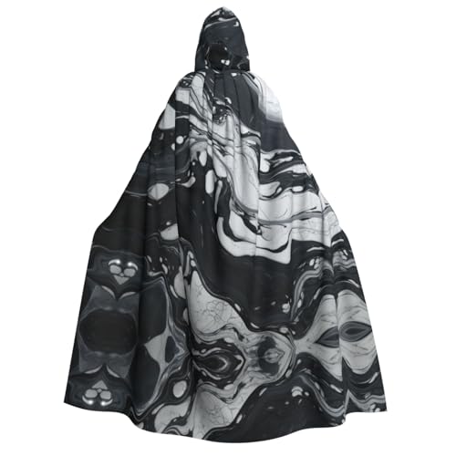 MGGAklp Schwarz-weißer Marmor-Aufdruck, Kapuzenumhang für Erwachsene, mit Halloween-Umhang, Kostüm, Partyzubehör MGGAklp Schwarz-weißer Marmor-Aufdruck, Kapuzenumhang für Erwachsene, mit Halloween-Umhang, Kostüm, Partyzubehör von MGGAklp