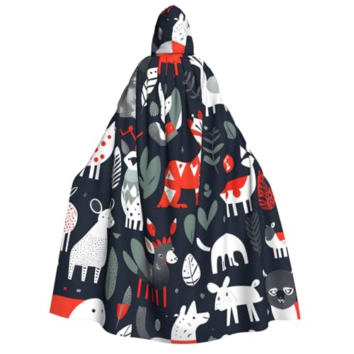 MGGAklp Skandinavischer Tieraufdruck, Erwachsenen-Umhang mit Kapuze, Halloween-Umhang, Robe, Kostüm, Partyzubehör MGGAklp Skandinavischer Tieraufdruck, Erwachsenen-Umhang mit Kapuze, Halloween-Umhang, Robe, Kostüm, Partyzubehör von MGGAklp