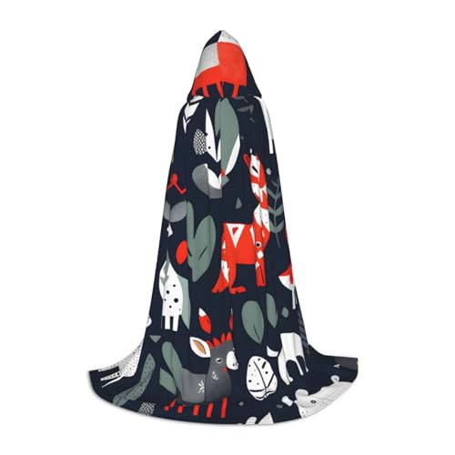 MGGAklp Skandinavischer Tierdruck Kapuzenumhang für Teenager für Halloween, Cosplay und Mottopartys MGGAklp Skandinavischer Tierdruck Kapuzenumhang für Teenager für Halloween, Cosplay und Mottopartys von MGGAklp