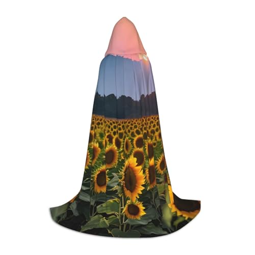MGGAklp Sonnenblumen-Umhang mit Sonnenblumen-Druck, Kapuzenumhang für Teenager, Halloween, Cosplay und Motto-Partys von MGGAklp