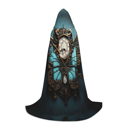 MGGAklp Uhr Schmetterling Druck Kapuzen Umhang für Teenager für Halloween Cosplay und Mottopartys von MGGAklp
