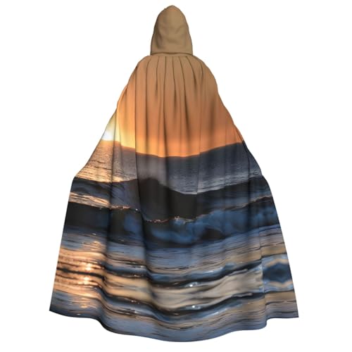 MGGAklp Umhang mit Kapuze für Erwachsene, Motiv: "Last Sun Rays Of Over The Sea Waves", mit Halloween-Umhang, Kostüm, Partyzubehör von MGGAklp