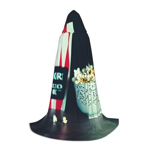 MGGAklp Umhang mit Kapuze für Jugendliche mit Filmschindeln und Popcorn-Druck, für Halloween, Cosplay und Motto-Partys von MGGAklp