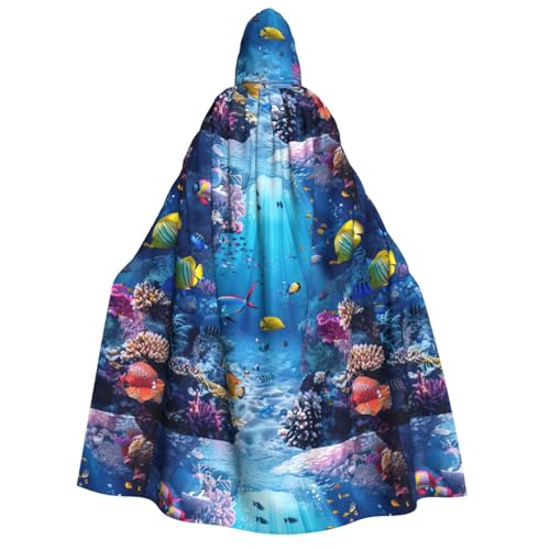 MGGAklp Umhang mit Kapuze und buntem Ozean-Motiv, für Erwachsene, mit Halloween-Umhang, Kostüm, Partyzubehör MGGAklp Umhang mit Kapuze und buntem Ozean-Motiv, für Erwachsene, mit Halloween-Umhang, Kostüm, Partyzubehör von MGGAklp