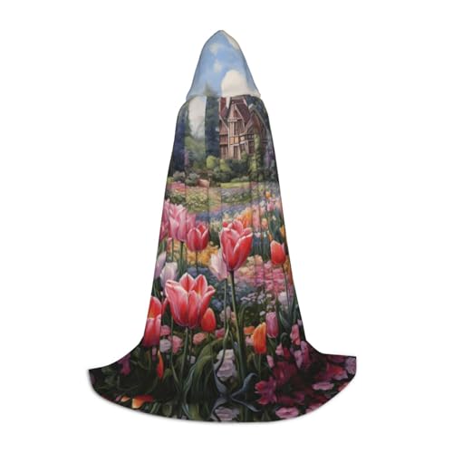 MGGAklp Umhang mit Tulpenmotiv und Kapuze für Teenager, Halloween, Cosplay und Motto-Partys von MGGAklp