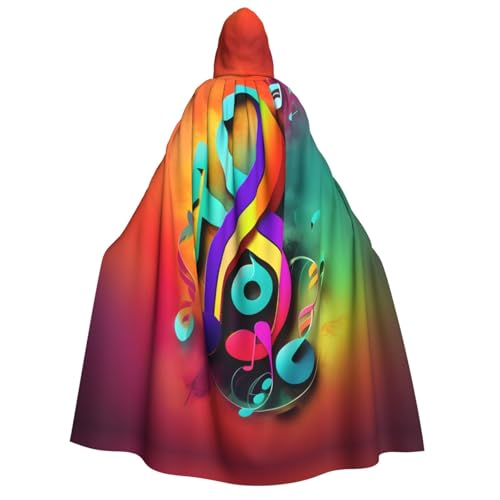 MGGAklp Umhang mit bunten Musiknoten für Erwachsene mit Kapuze und Halloween-Umhang, Kostüm, Partyzubehör MGGAklp Umhang mit bunten Musiknoten für Erwachsene mit Kapuze und Halloween-Umhang, Kostüm, Partyzubehör von MGGAklp