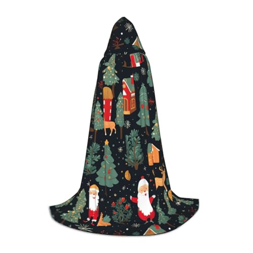MGGAklp Weihnachtlicher Hirsch Weihnachtsmann Druck Kapuzenumhang für Teenager für Halloween, Cosplay und Mottopartys von MGGAklp