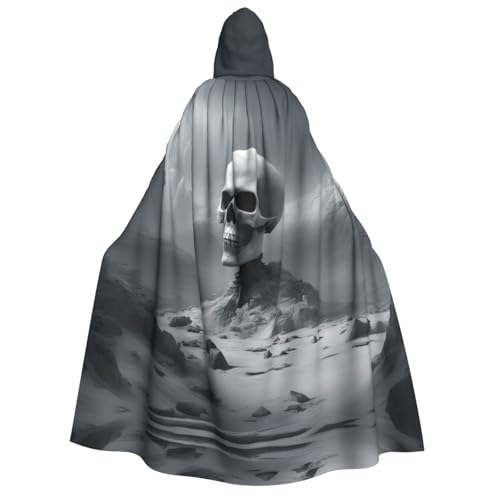MGGAklp Weißer Punk-Skull-Aufdruck, Erwachsenen-Kapuzenumhang mit Halloween-Umhang, Robe, Kostüm, Partyzubehör MGGAklp Weißer Punk-Skull-Aufdruck, Erwachsenen-Kapuzenumhang mit Halloween-Umhang, Robe, Kostüm, Partyzubehör von MGGAklp