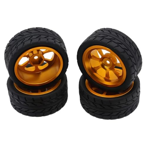 Kompatibel Mit 1/14 Rc Autozubehör Upgrade-Teile Aluminiumlegierung Felgen Reifen Rc Felgen Reifen RC Auto Zubehör(Yellow) von MGHGFYTAS