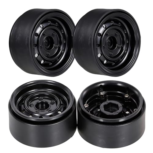 Kompatibel Mit Axial Für SCX10 90046 D90 Für Traxxas Für TRX-4 1/10 RC Crawler Autoteile 4 Stück 1,9 Zoll Beadlock 12-Loch-Felgennabe RC-Autoteile(Black) von MGHGFYTAS