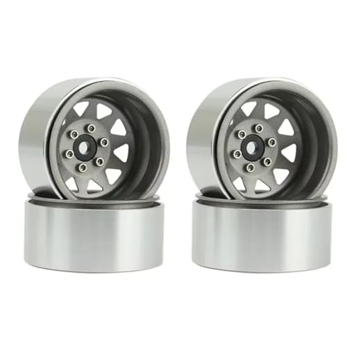 Kompatibel Mit Axial Für SCX10 90046 Für Trxs Für TRX4 D90 1/10 RC Crawler Cars Upgrade-Teile 4PCS 1.9 Metall Beadlock Radnabenfelge RC Autozubehör(Gray) von MGHGFYTAS