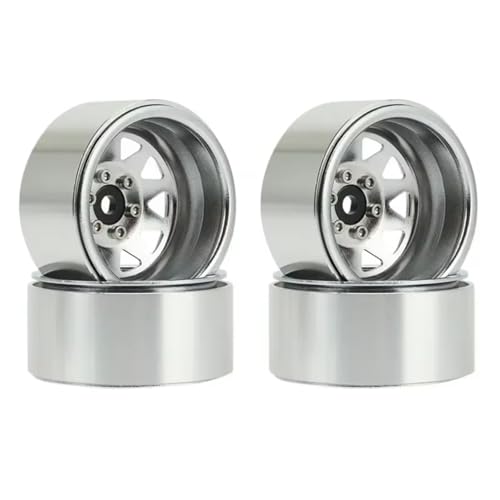 Kompatibel Mit Axial Für SCX10 90046 Für Trxs Für TRX4 D90 1/10 RC Crawler Cars Upgrade-Teile 4PCS 1.9 Metall Beadlock Radnabenfelge RC Autozubehör(Silver) von MGHGFYTAS