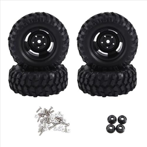 Kompatibel Mit Axial Für SCX10 Für HSP Für Redcat Für Traxxas 1/10 RC Crawler Autoteile 4 Stück 96 Mm 1,9 Zoll Gummifelge Reifen Deadlock RC-Autoteile(Black) von MGHGFYTAS