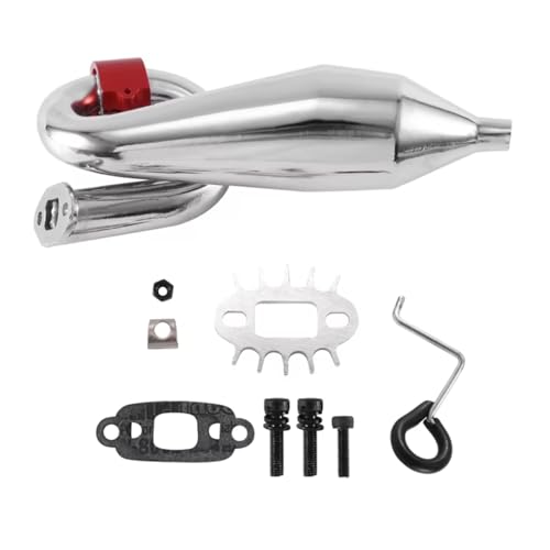 Kompatibel Mit HPI Für ROFUN Für BAHA Für ROVAN Für Baja 1/5 RC-Auto Für Rennteile Metallschalldämpfer-Auspuffrohr RC Auto Zubehör(Red) von MGHGFYTAS