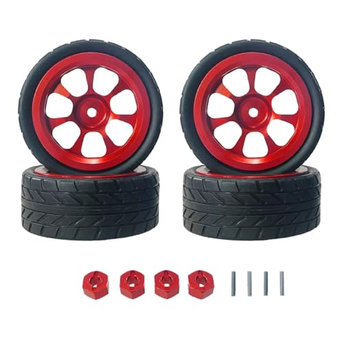 Kompatibel Mit Hyper Go Für MJX 14301 14303 1/14 Fernbedienungsauto-Upgrade-Teile Modifikation Ersatz-Radnabenreifen Aus Aluminiumlegierung RC Autozubehör(Red) von MGHGFYTAS