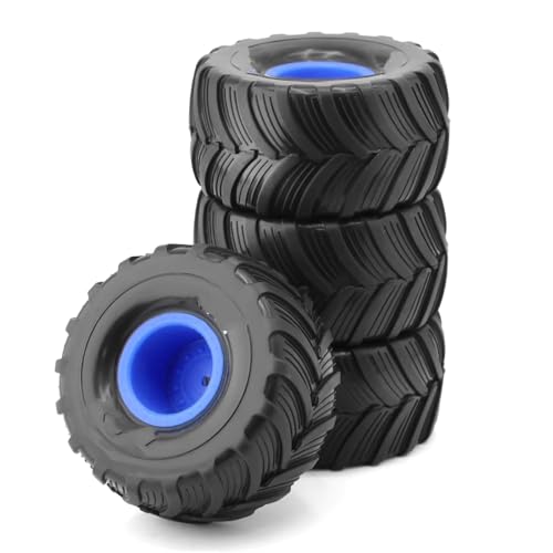 Kompatibel Mit Losi Für Mini Für LMT 1/18 1/10 RC Monster Truck Für Buggy-Auto-Upgrade-Teile 4 Stück 100 Mm Reifen Rad 12 Mm Sechskant RC Autozubehör(Blue) von MGHGFYTAS