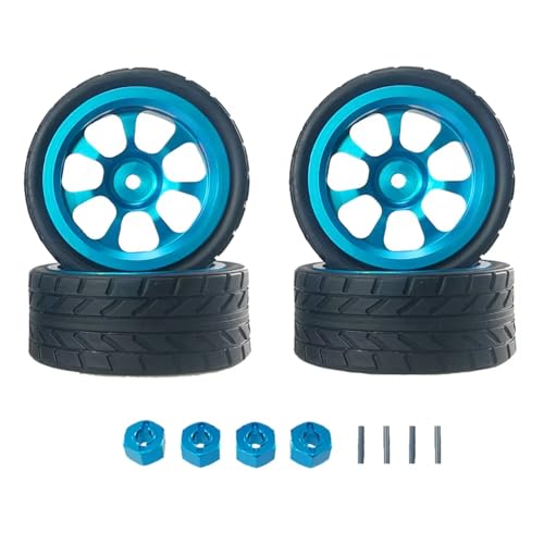 Kompatibel Mit MJX Für Hyper Go 14302 14301 1/14 RC Car Upgrade Teile Gummireifen Metallrad Reifen Für Rallye-Räder RC Auto Zubehör(Blue) von MGHGFYTAS