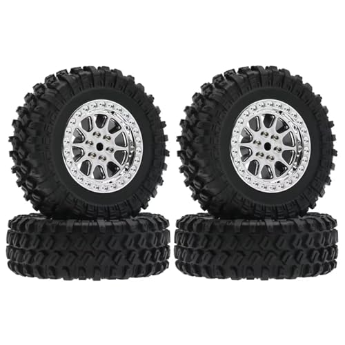 Kompatibel Mit MN D90 Für MN98 Für MN99S Für MN82 Für WPL C14 C24 C34 B14 B24 RC-Auto-Upgrade-Teile 4 Stück 70 Mm Reifen Reifen Rad RC Autozubehör(Silver) von MGHGFYTAS