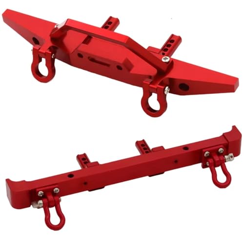 Kompatibel Mit MN Für MN128 Für Wrangler 1/12 RC-Auto-Upgrade-Modifikationszubehörteile, 2-teilige Metall-Front- Und Heckstoßstange RC-Autostoßstange(Red) von MGHGFYTAS