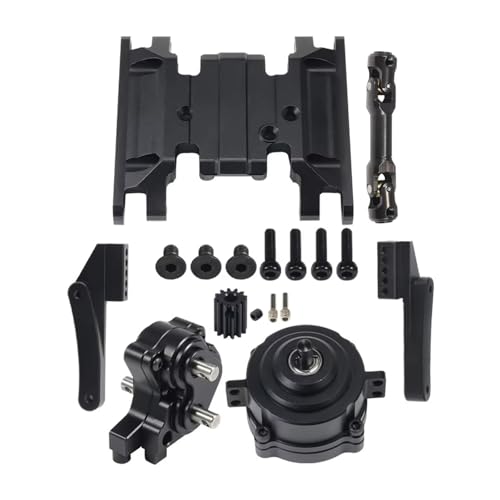 Kompatibel Mit SCX10 II 90046 1/10 RC Crawler Autoteilen Für Chassis Frontmontage Verteilergetriebe Unterfahrschutz Antriebswelle Getriebesatz RC-Autoteile(Black Set) von MGHGFYTAS