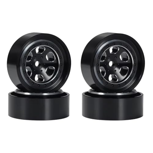 Kompatibel Mit TRX4M 1/18 RC Crawler Auto Upgrade Teile Zubehör 4Pcs 1,3 Zoll Metall Beadlock Felge Radnabe RC Auto Zubehör(Black) von MGHGFYTAS