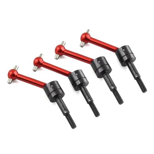 Kompatibel Mit Tamiya Für TT01 Für TT02 TT01D TT01E TA04 1/10 RC-Auto-Upgrade-Teile, 4 Stück, Metall Für Universal-Antriebswelle CVD 53792 RC Autozubehör(Red) von MGHGFYTAS