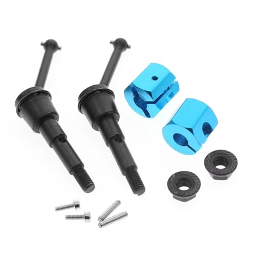 Kompatibel Mit Tamiya SW01 1/24 Monster Truck RC-Auto-Tuning-Teile, 2 Stück Metall-Antriebswelle CVD Und Adaptermutter-Set RC Auto Zubehör(Blue) von MGHGFYTAS