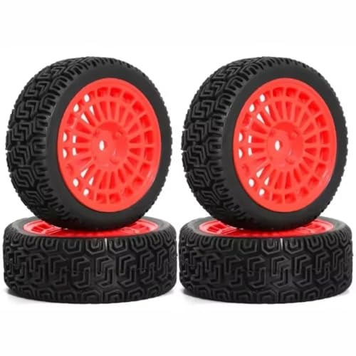 Kompatibel Mit Tamiya XV01 XV02 Für TT01 Für TT02 PTG-2 1/10 RC Für Rennwagen-Upgrade-Teile 4 STÜCKE Radreifen 68 Mm Für Rallye-Reifen RC Autozubehör(Red) von MGHGFYTAS